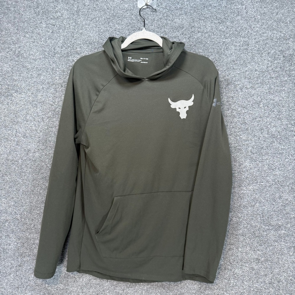 Under Armour Hoodie Mens Small Green Project Rock Performance Stretch Tshirt